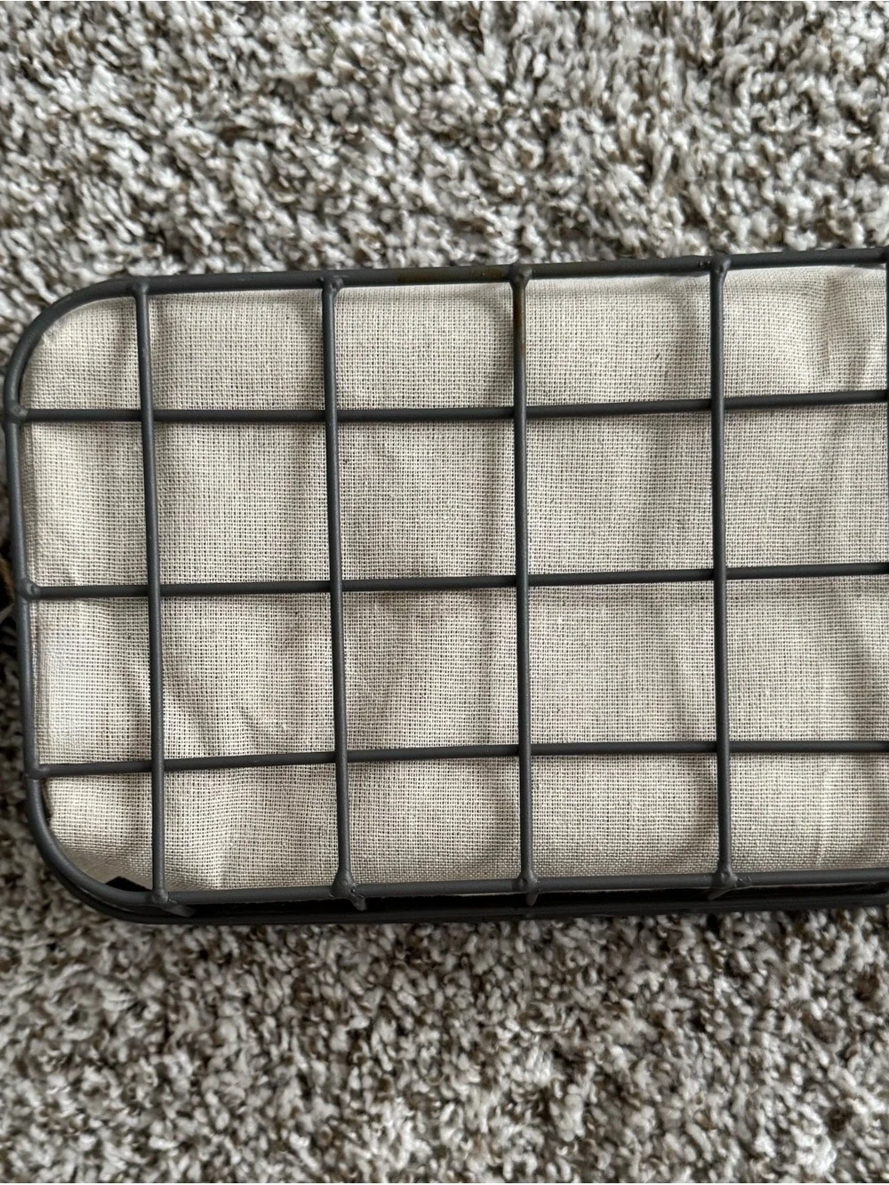 Organic Cotton Lined Storage Basket - Cream Liner, Black Frame